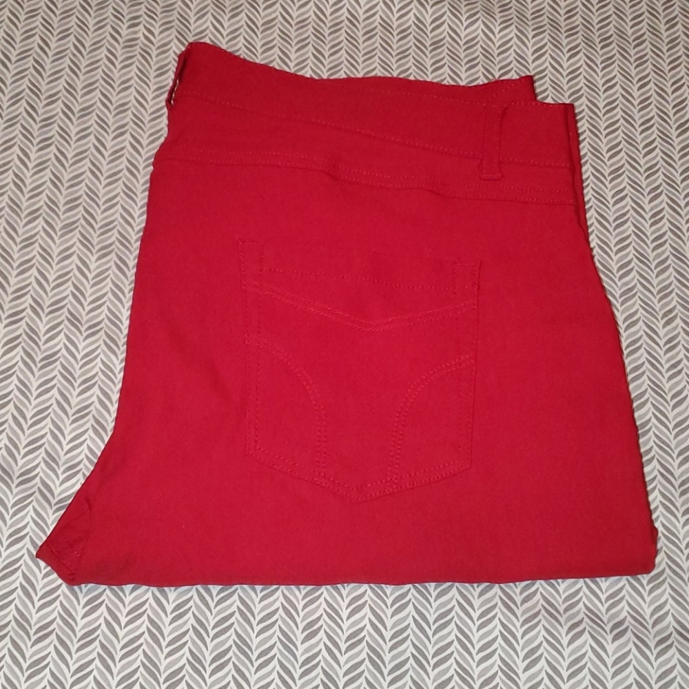 Red stretch pants
